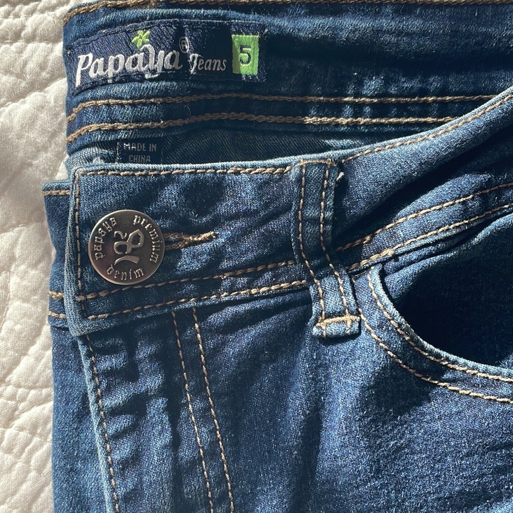 Vintage 90s Papaya Dark Blue Skinny Jeans - Picture 3 of 6